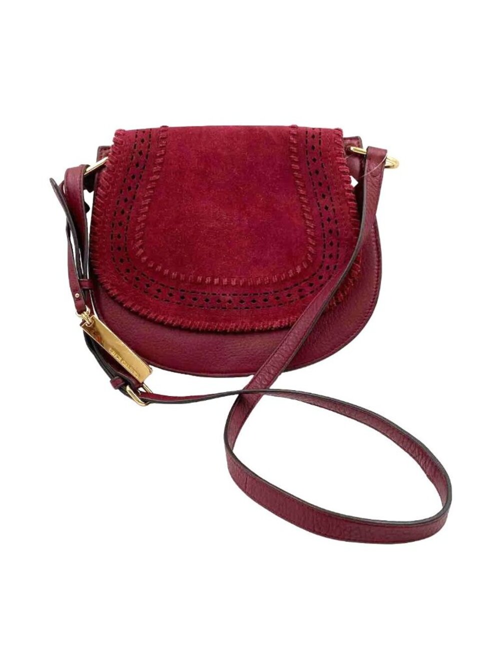 VINCE CAMUTO Cranberry Pebble/Suede Leather KIRIE Crossbody Purse w/WhipStitch D